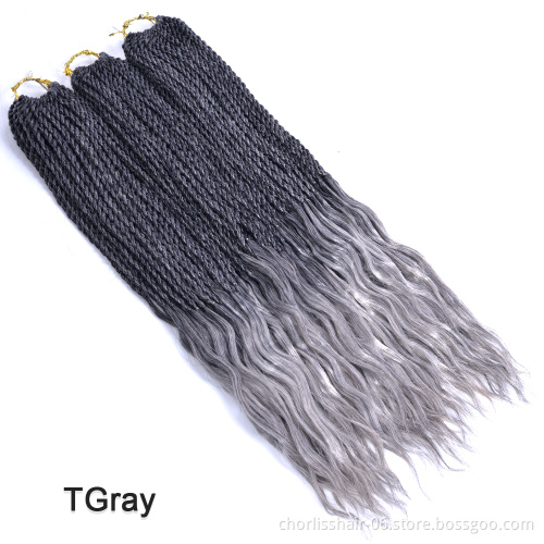 Wholesale 18inch Ombre Blonde 2 strands End Curly Dreadlock Handmade Soft Crochet Braids Hair Synthetic Braiding Hair Extension